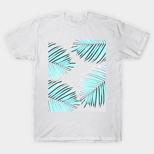 Palm print, Tropical Plant, Palm leaf, Blue, Minimal, Tropical art, Modern T-Shirt